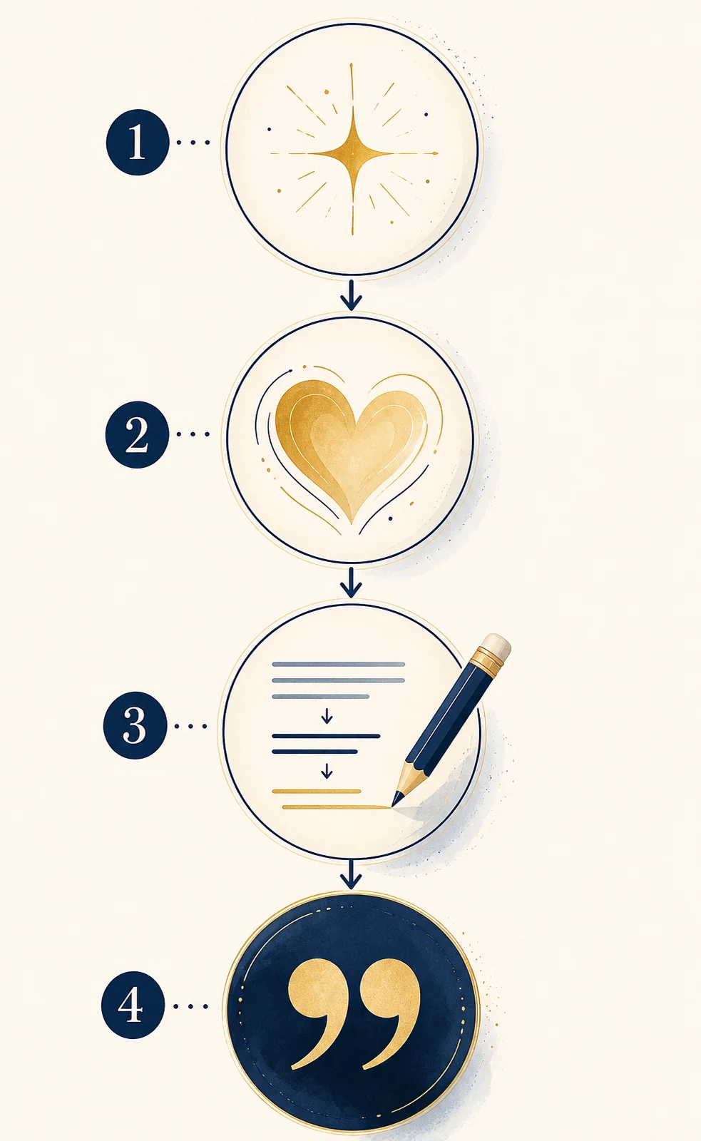 Four-step visual process from an idea to a quote