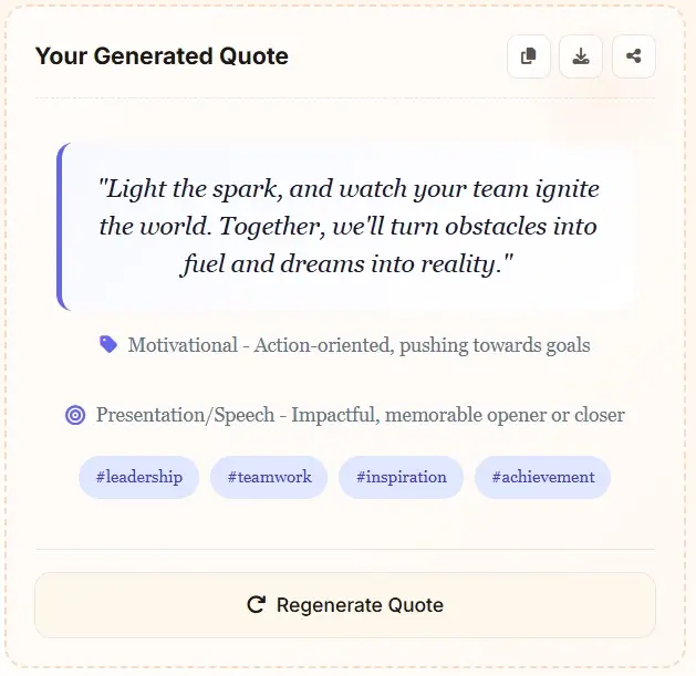 AI quote generator leadership example - Teamwork and collaboration inspirational quote