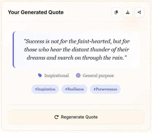 AI quote generator success example - Resilience and perseverance motivational quote